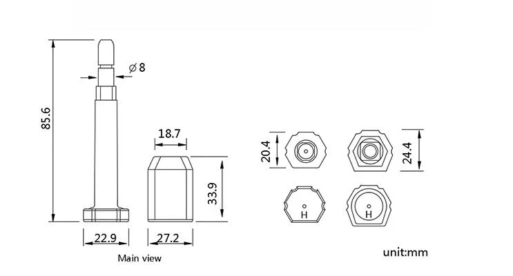 Container Door Lock ABS Coated Metal Anti Spin Barrier Bolt Seal with ISO17712